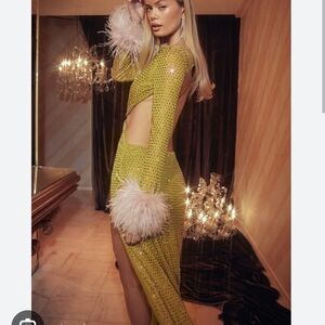 House of CB Yellow Embellished Dress